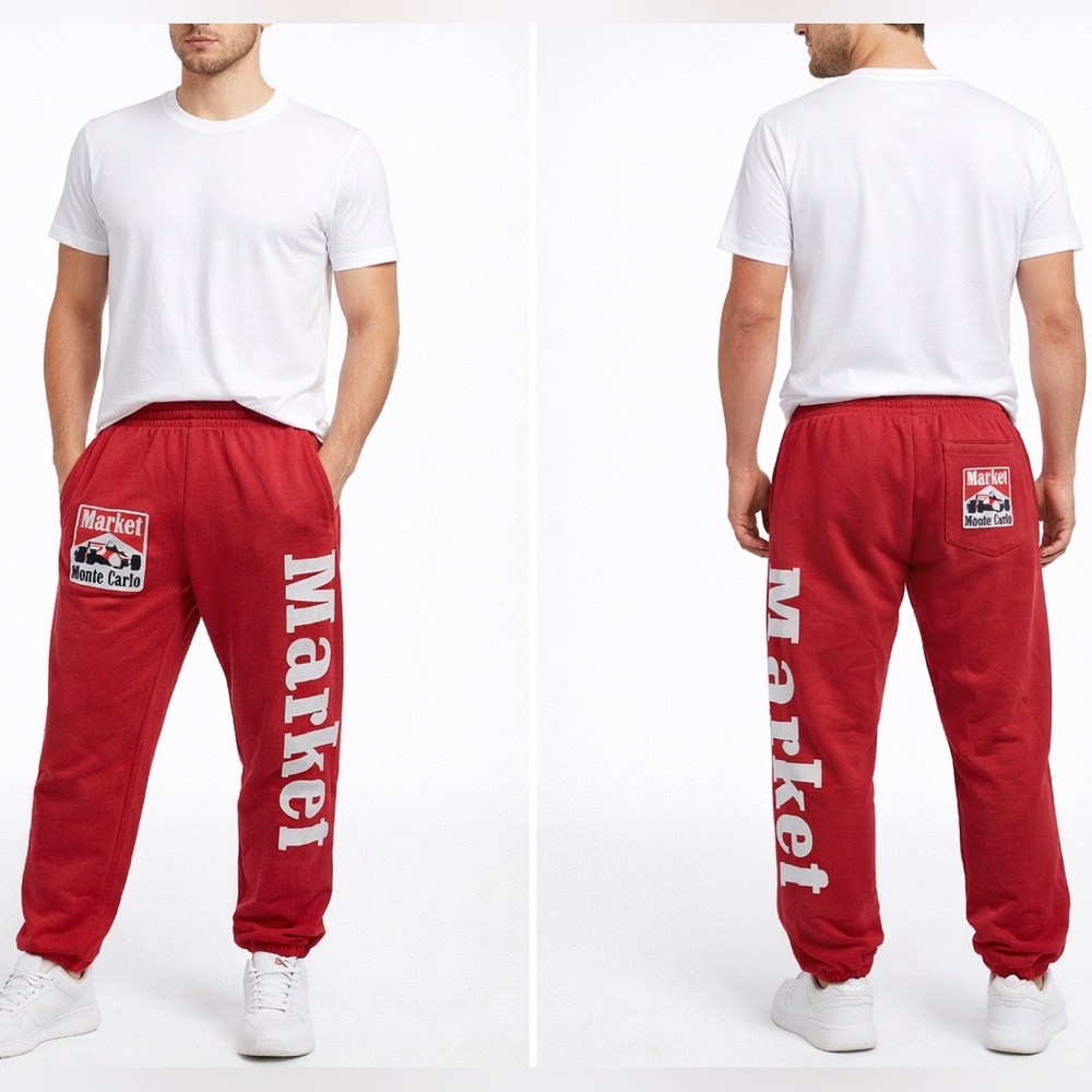 Market Monte Carlo Red‎ Sweatpants Joggers Men's Small 100% Cotton